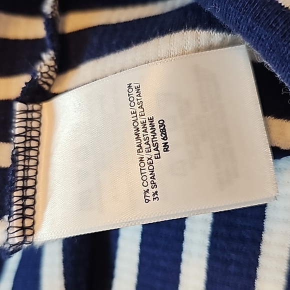 NWOT LANDS' END RIBBED NAVY AND WHITE STRIPED LONG SLEEVE TURTLENECK - Picture 9 of 10